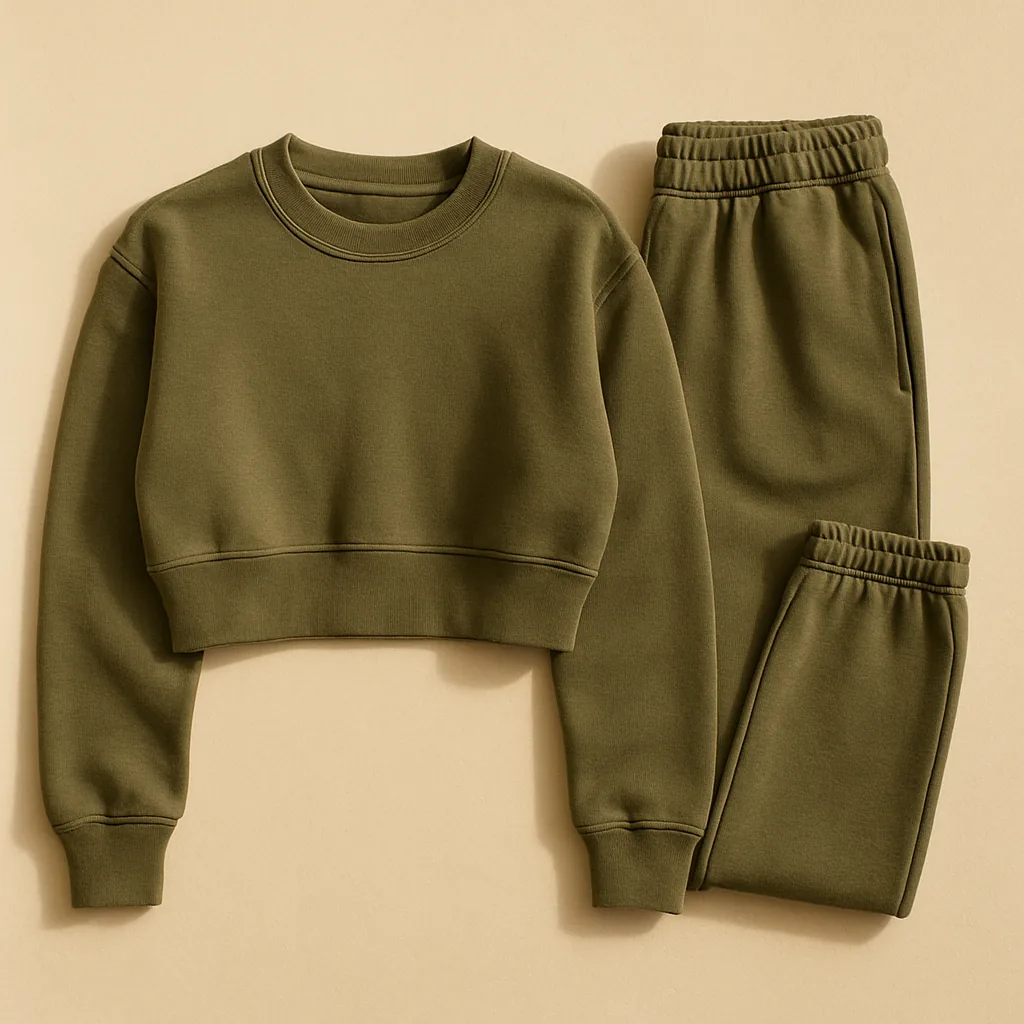 Custom Cropped Sweatsuit Manufacturer — manufactured by Mike Apparel